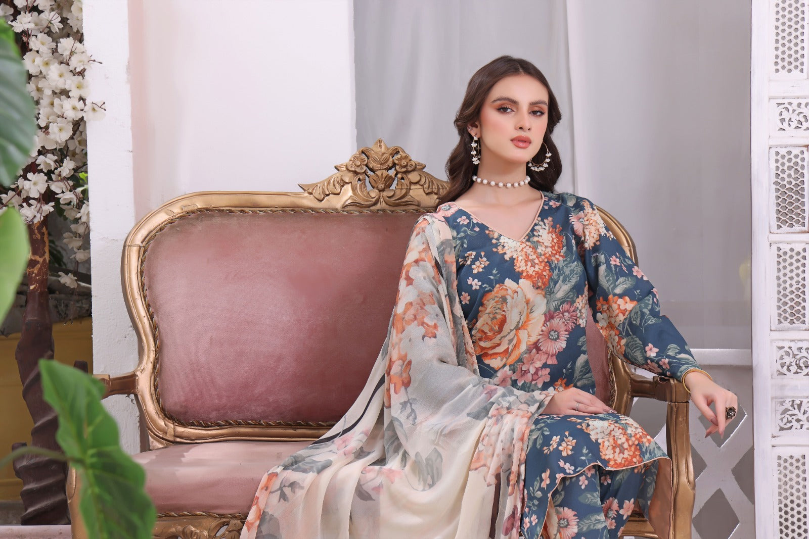 SHAMS-U-NISA | Chiffon Duppata | Lawn 2024