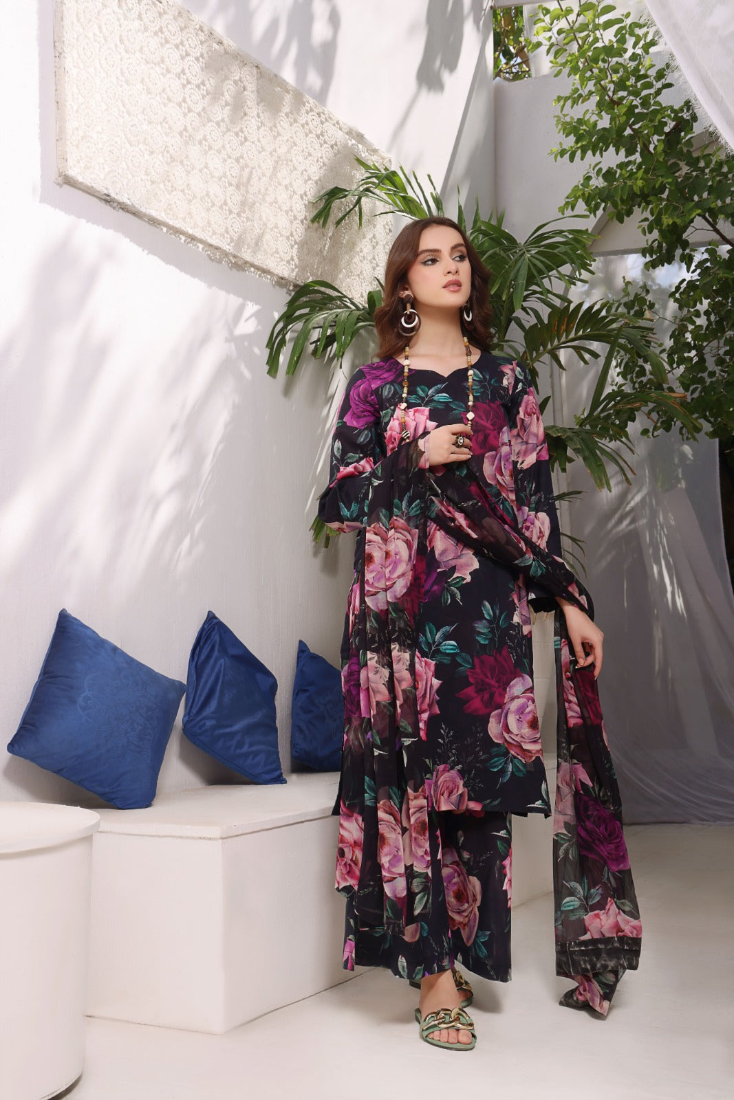 DARK MAVUE | Chiffon Duppata | Lawn 2024