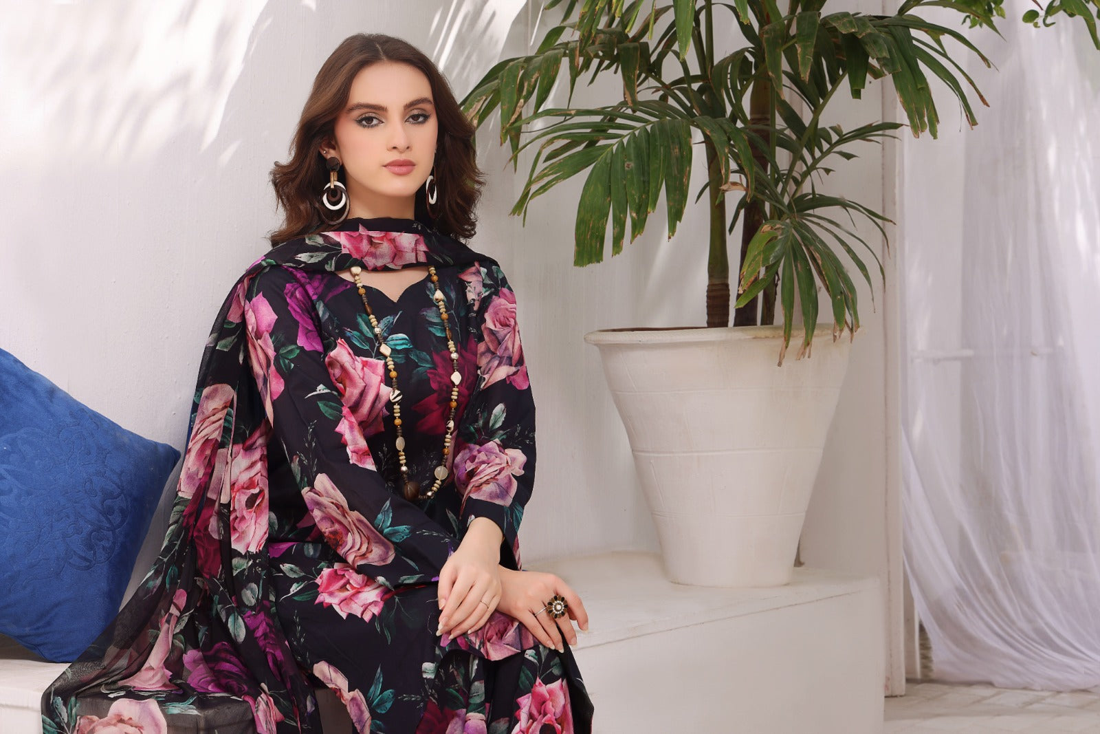 DARK MAVUE | Chiffon Duppata | Lawn 2024