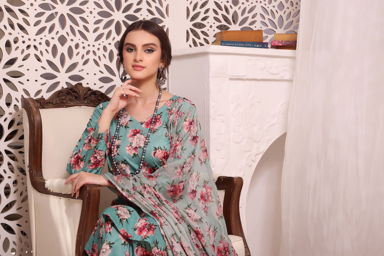 CRIMSON BLUSH | Chiffon Duppata | Lawn 2024